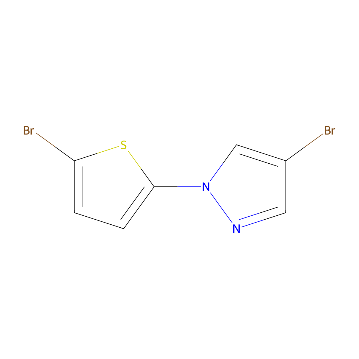 4-Bromo-1-(5-bromo-2-thienyl)pyrazole molecular structure, CAS 1353856-61-7