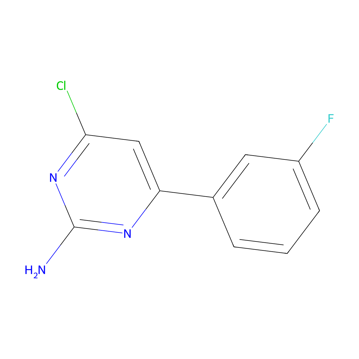 2-Amino-4-chloro-6-(3-fluorophenyl)pyrimidine molecular structure, CAS 1353856-67-3