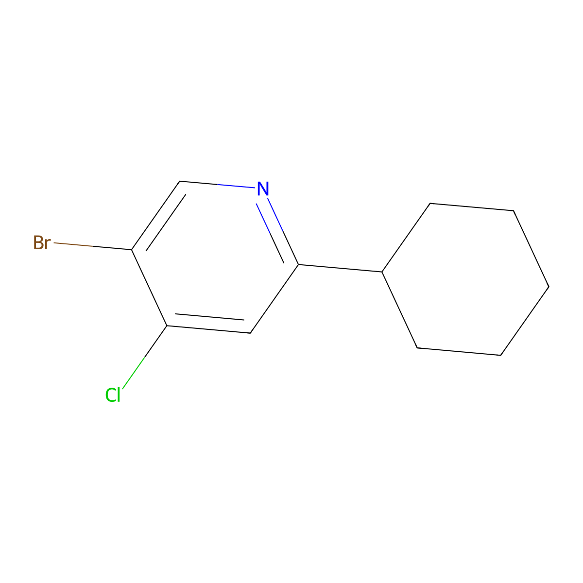 3-Bromo-4-chloro-6-cyclohexylpyridine molecular structure, CAS 1353856-73-1