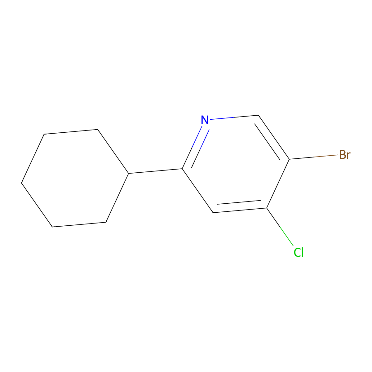 3-Bromo-4-chloro-6-cyclohexylpyridine molecular structure, CAS 1353856-73-1
