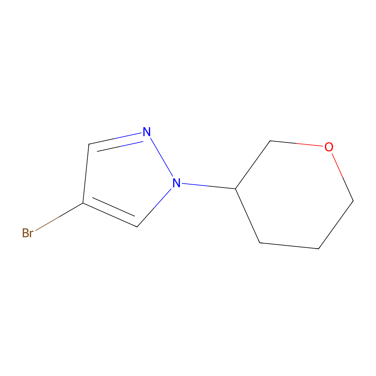 4-bromo-1-(oxan-3-yl)-1H-pyrazole molecular structure, CAS 1353856-74-2