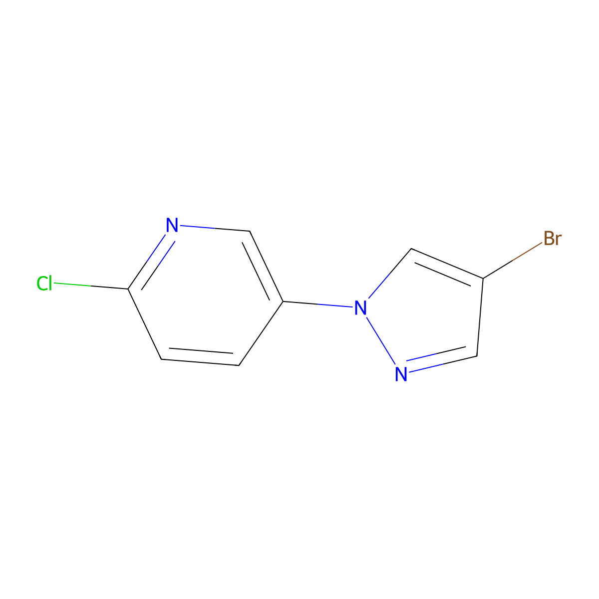 4-Bromo-1-(6-chloro-3-pyridyl)pyrazole molecular structure, CAS 1353856-76-4