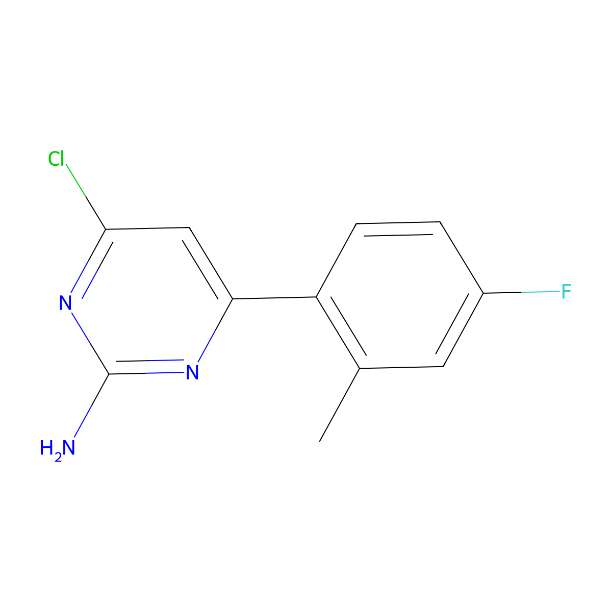 2-Amino-4-chloro-6-(2-methyl-4-fluorophenyl)pyrimidine molecular structure, CAS 1353856-80-0
