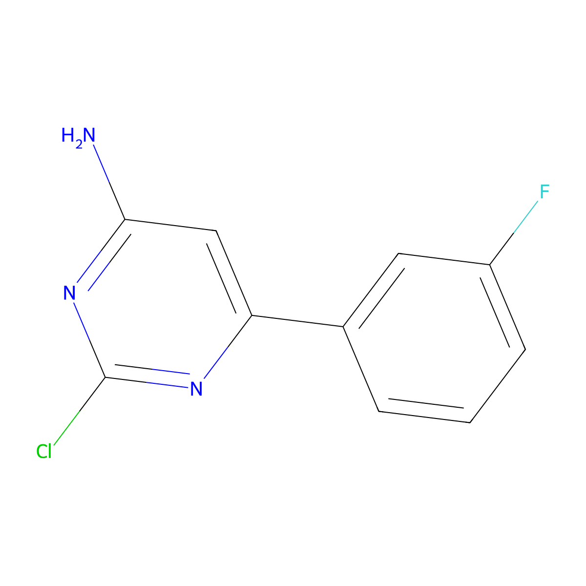 2-Chloro-4-amino-6-(3-fluorophenyl)pyrimidine molecular structure, CAS 1353856-91-3