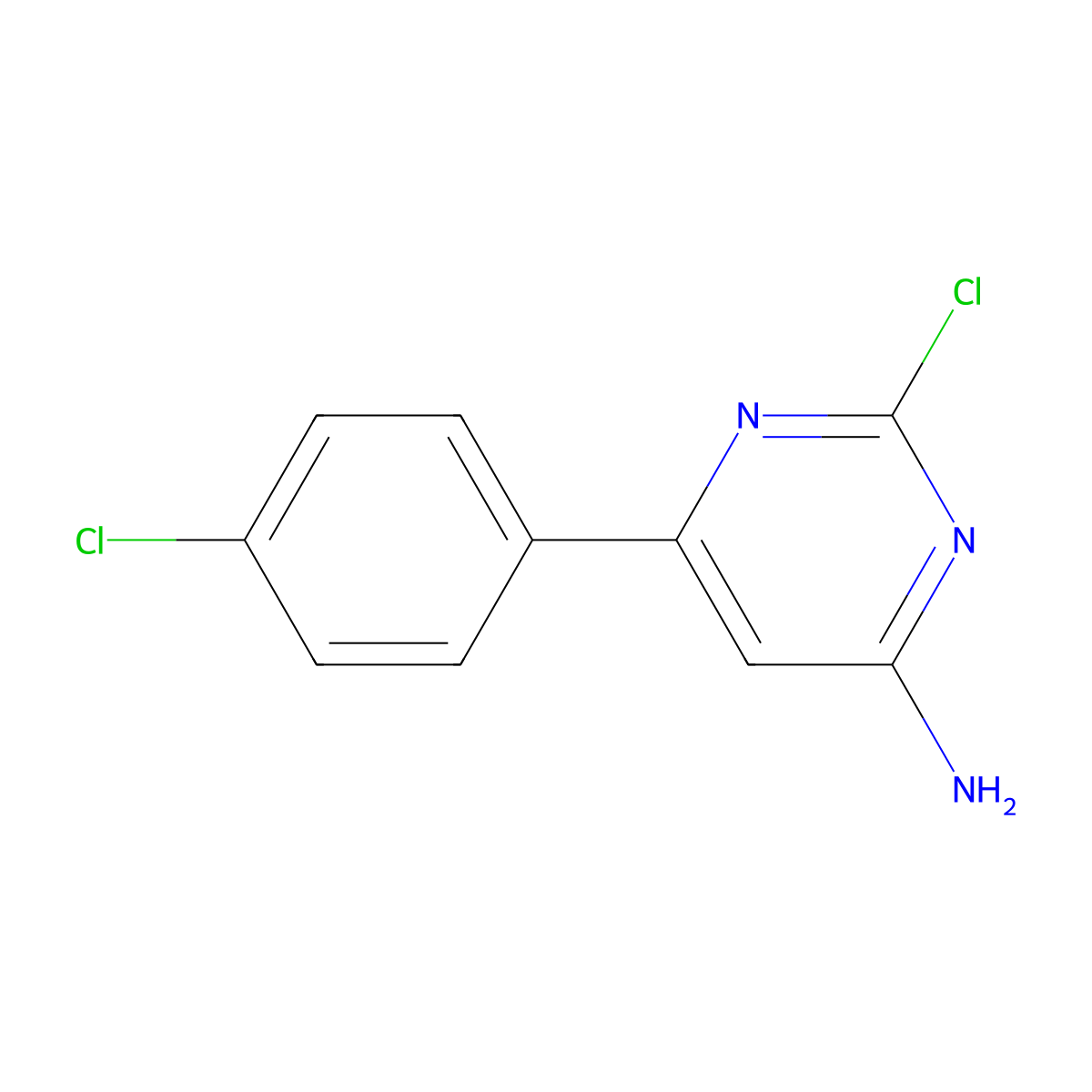 2-Chloro-4-amino-6-(4-chlorophenyl)pyrimidine molecular structure, CAS 1353856-92-4