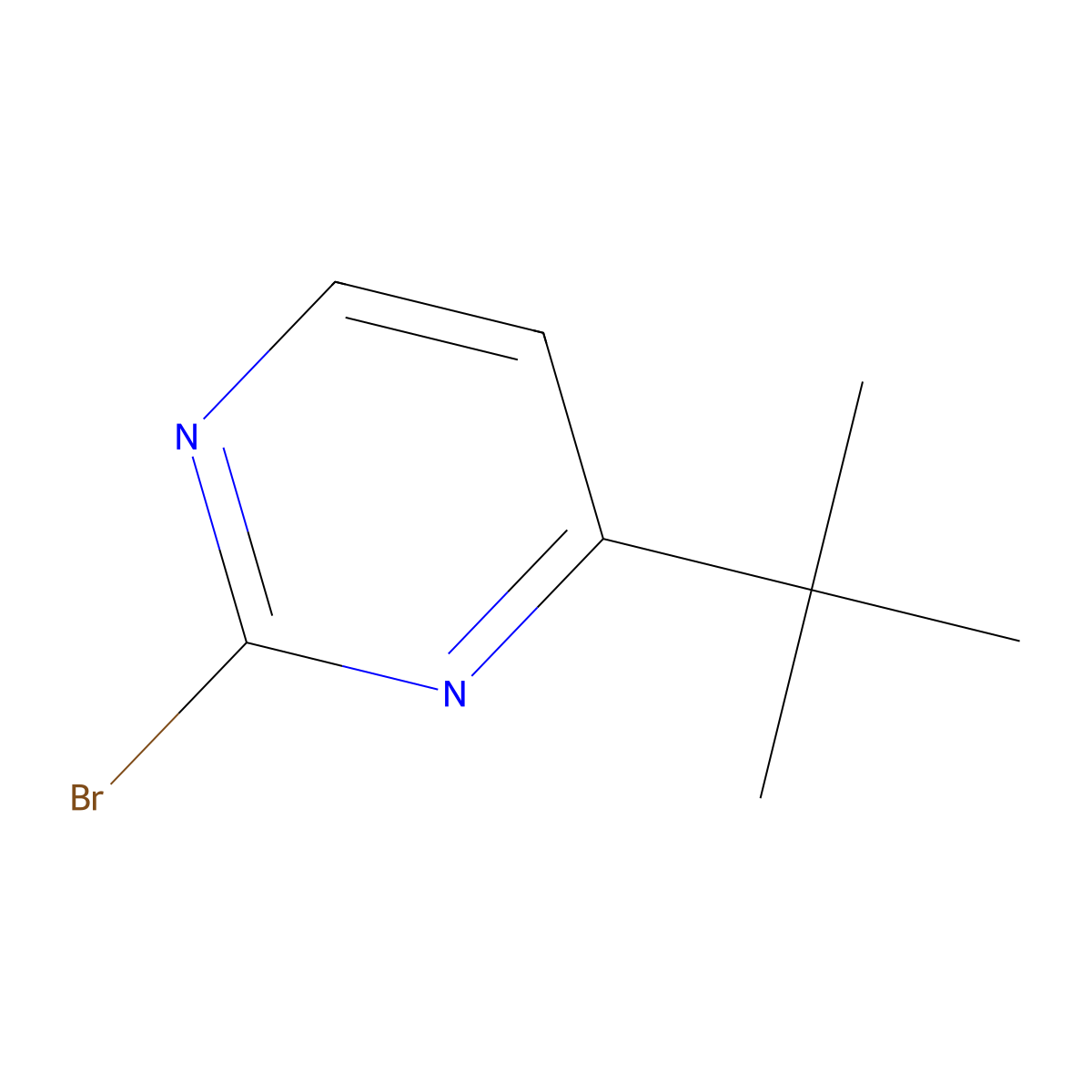 2-Bromo-4-(tert-butyl)pyrimidine molecular structure, CAS 1353856-94-6