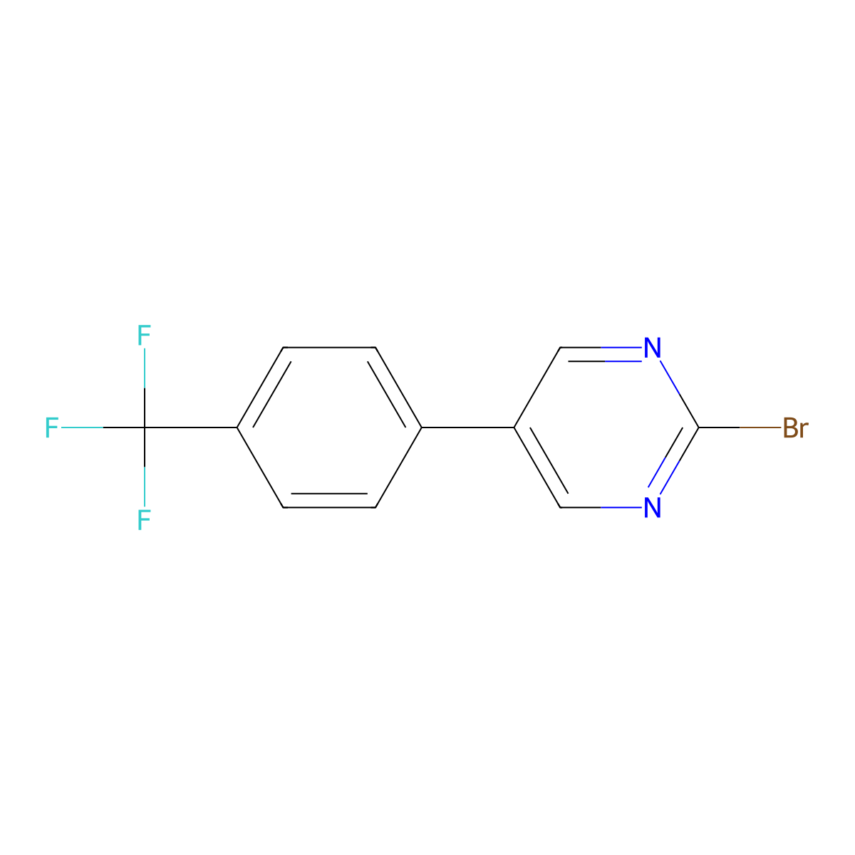 2-Bromo-5-(4-trifluoromethylphenyl)pyrimidine molecular structure, CAS 1353857-03-0