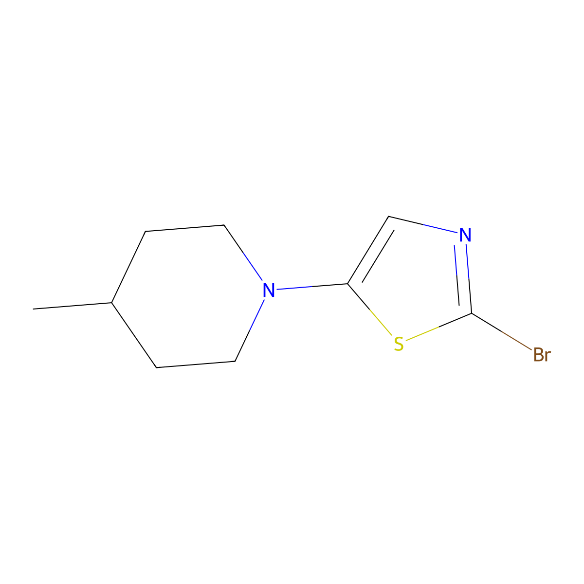 2-Bromo-5-(4-methylpiperidin-1-yl)thiazole molecular structure, CAS 1353857-05-2
