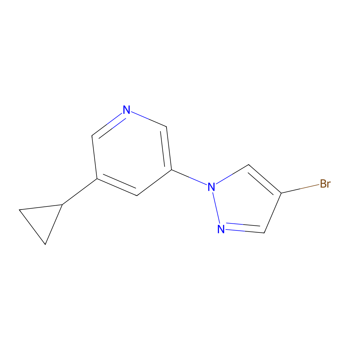 4-Bromo-1-(5-cyclopropyl-3-pyridyl)pyrazole molecular structure, CAS 1353857-08-5