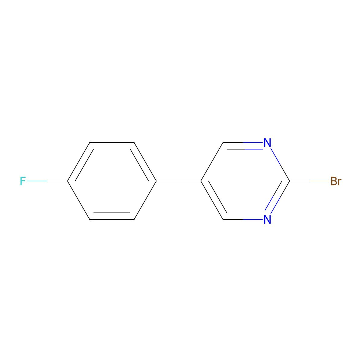 2-Bromo-5-(4-fluorophenyl)pyrimidine molecular structure, CAS 1353857-14-3