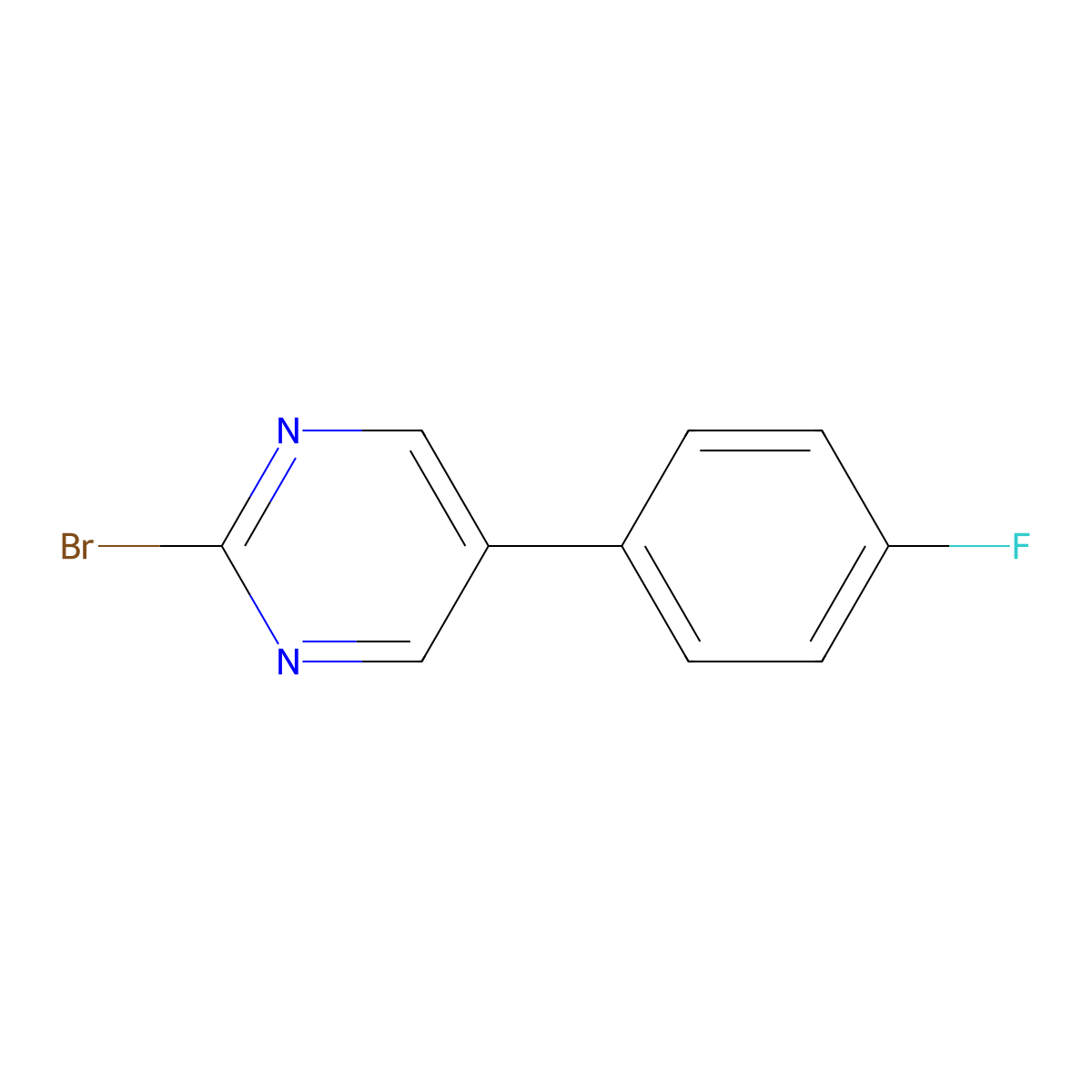 2-Bromo-5-(4-fluorophenyl)pyrimidine molecular structure, CAS 1353857-14-3