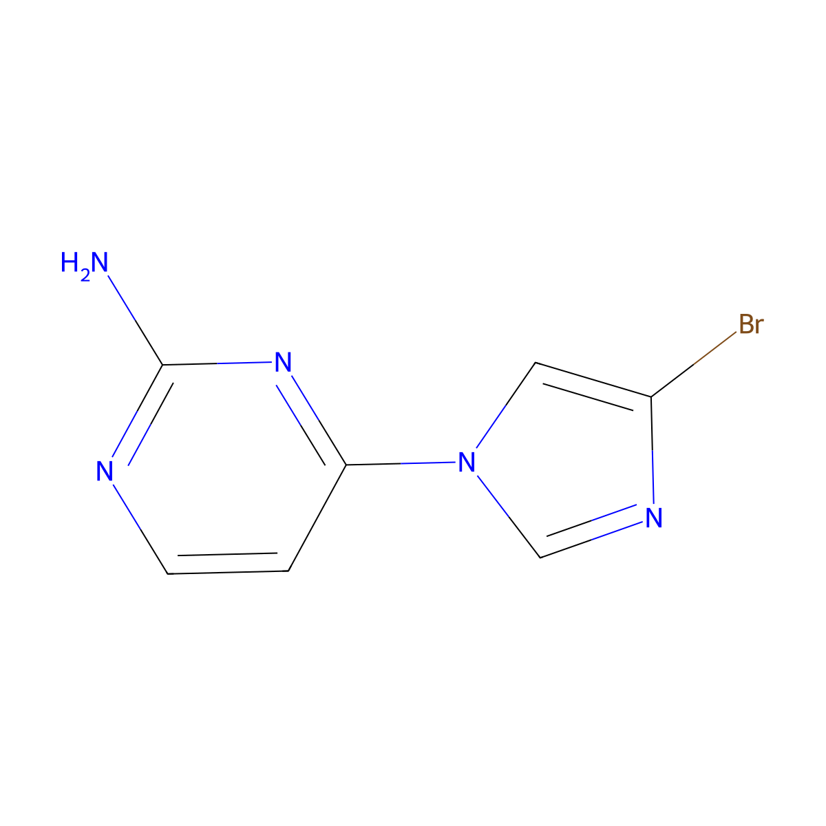 4-(4-bromo-1H-imidazol-1-yl)pyrimidin-2-amine molecular structure, CAS 1353857-25-6