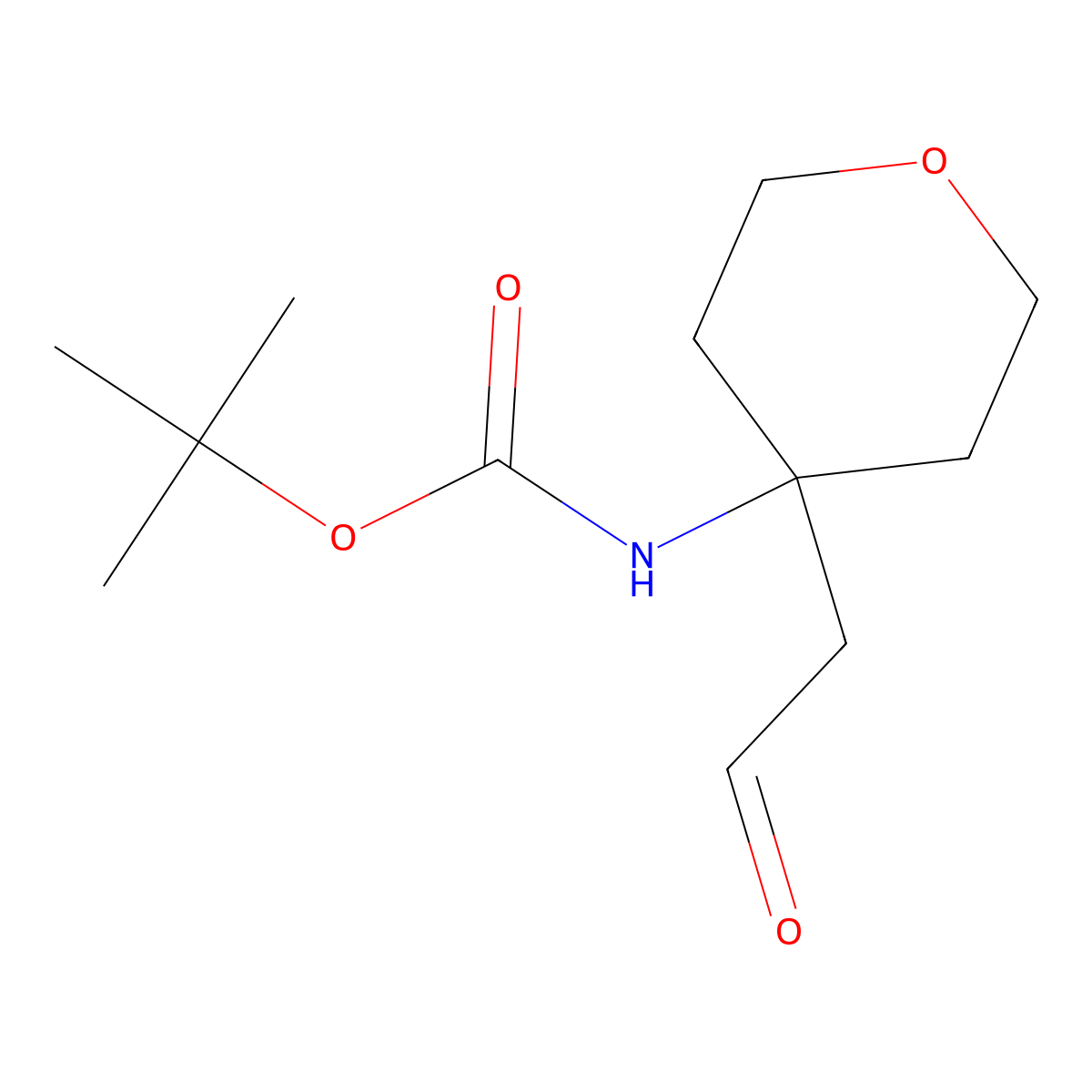 tert-butyl N-[4-(2-oxoethyl)oxan-4-yl]carbamate molecular structure, CAS 1353857-80-3