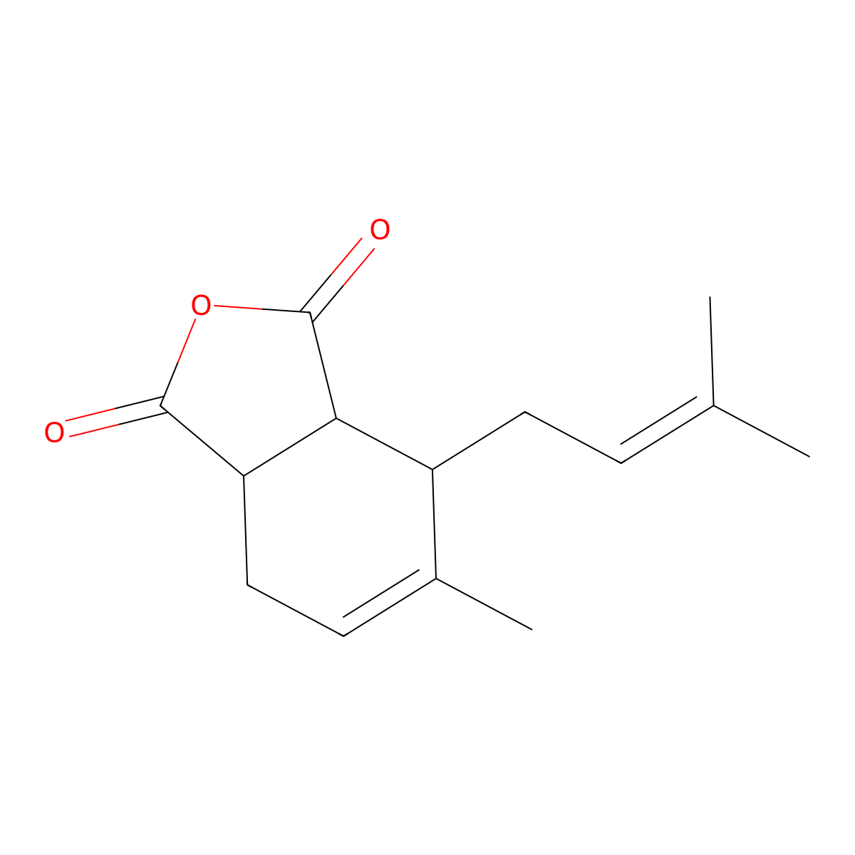 1,3-Isobenzofurandione, 3a,4,7,7a-tetrahydro-5-methyl-4-(3-methyl-2-buten-1-yl)- molecular structure, CAS 135386-79-7