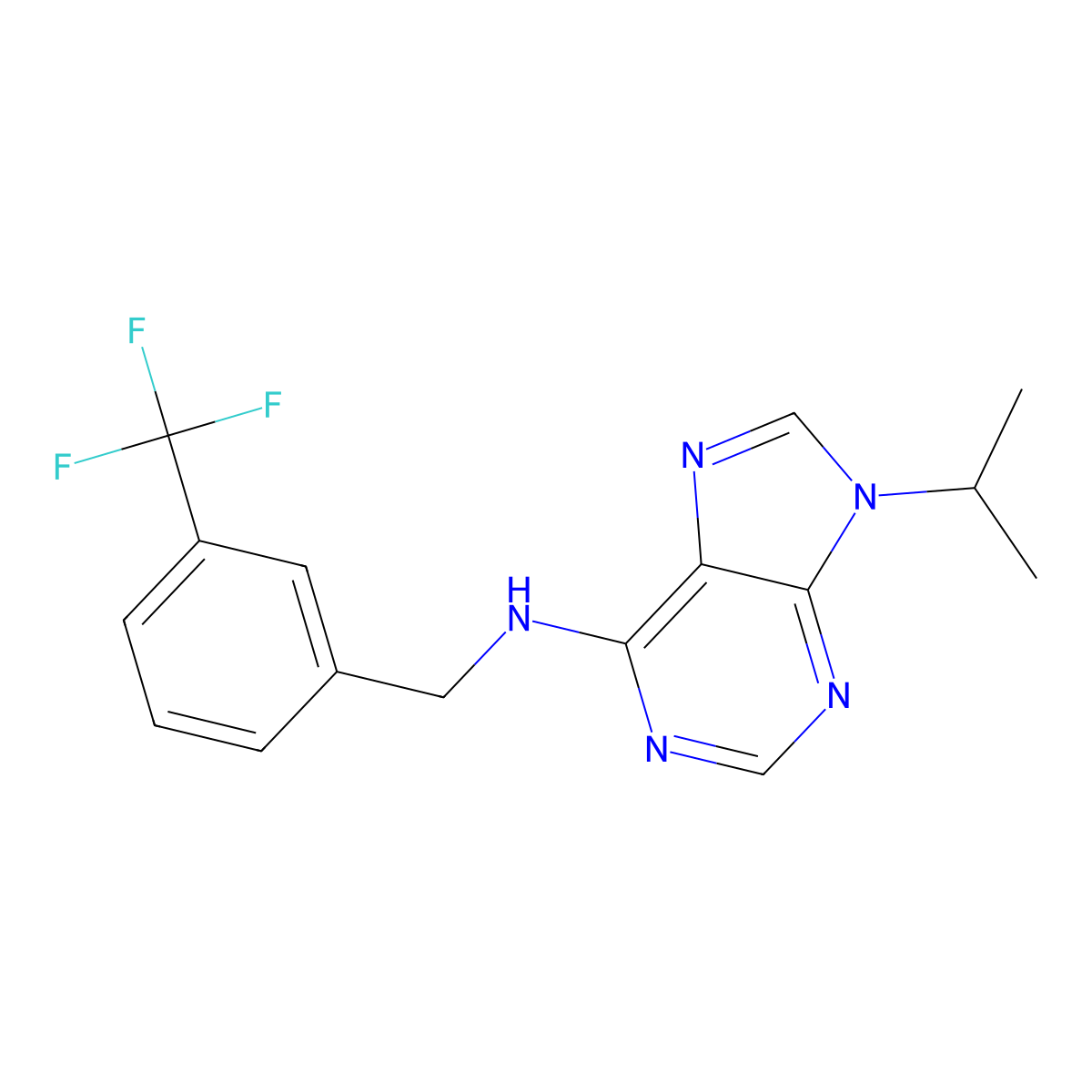 9-Isopropyl-N-[3-(trifluoromethyl)benzyl]-9H-purin-6-amine molecular structure, CAS 1353867-91-0