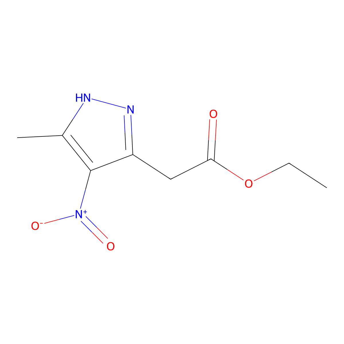 ethyl 2-(3-methyl-4-nitro-1H-pyrazol-5-yl)acetate molecular structure, CAS 135387-64-3