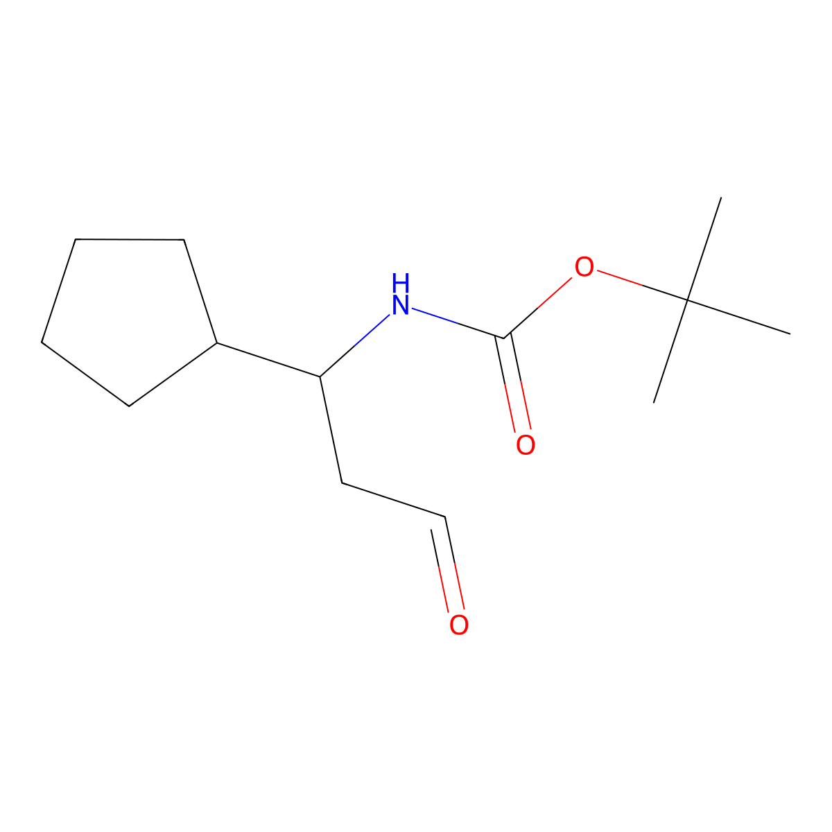 tert-butyl N-(1-cyclopentyl-3-oxopropyl)carbamate molecular structure, CAS 1353876-71-7