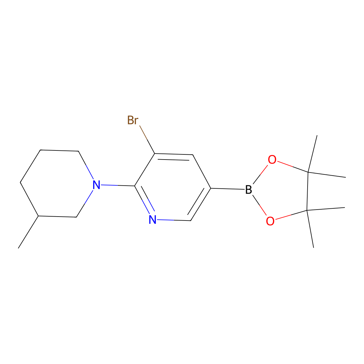5-Bromo-6-(3-methylpiperidin-1-yl)pyridine-3-boronic acid pinacol ester molecular structure, CAS 1353877-34-5