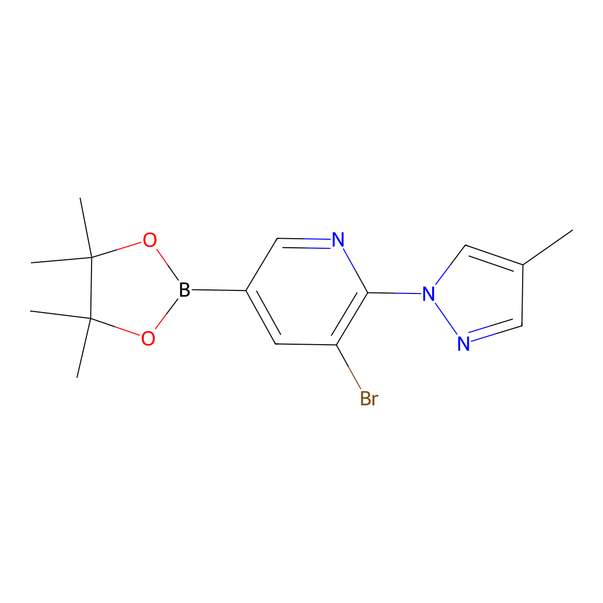 5-Bromo-6-(4-methyl-1H-pyrazol-1-yl)pyridine-3-boronic acid pinacol ester molecular structure, CAS 1353877-36-7