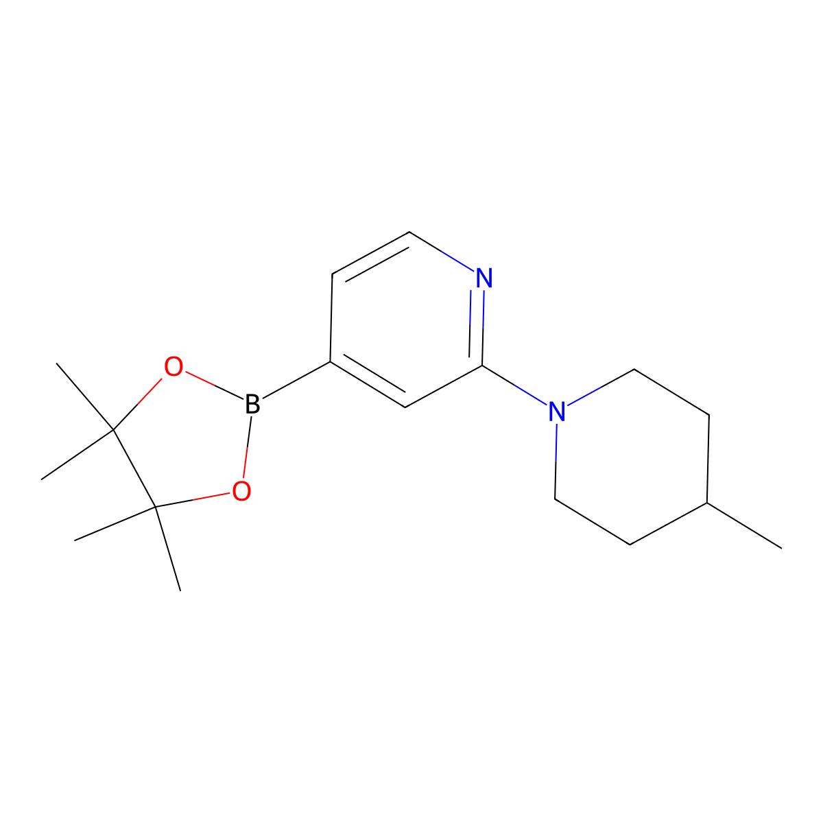 2-(4-Methylpiperidin-1-YL)pyridine-4-boronic acid pinacol ester molecular structure, CAS 1353877-52-7