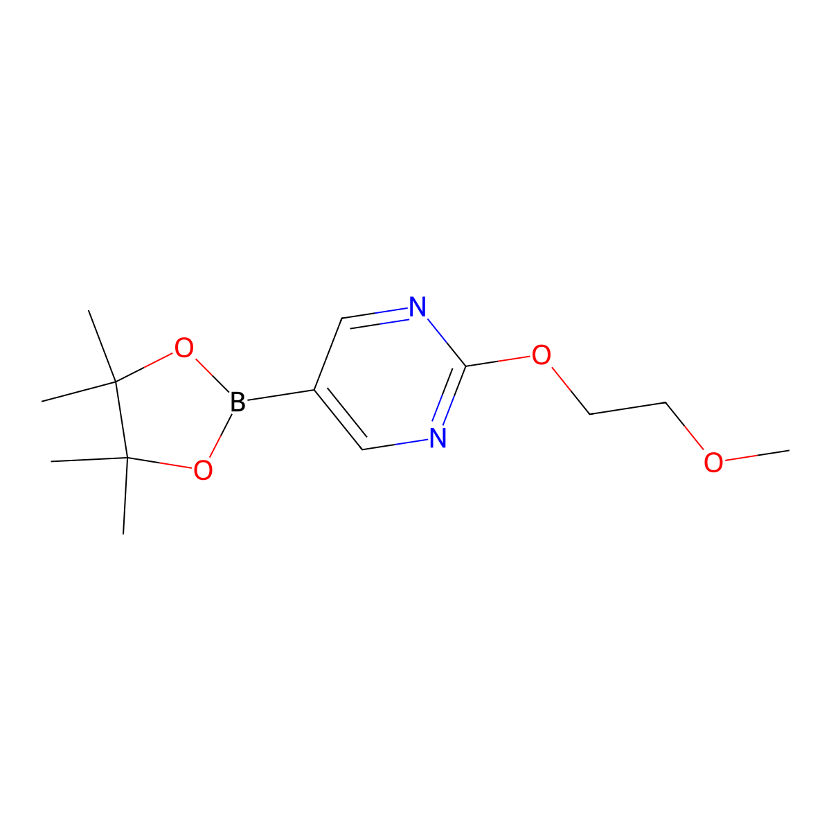 2-(2-Methoxyethoxy)-5-(4,4,5,5-tetramethyl-1,3,2-dioxaborolan-2-yl)pyrimidine molecular structure, CAS 1353877-89-0