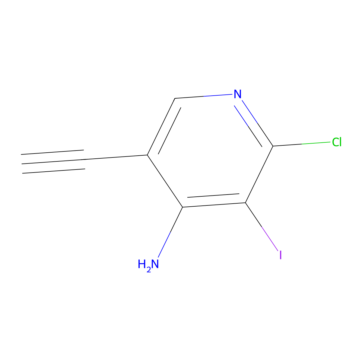 2-Chloro-5-ethynyl-3-iodo-4-pyridinamine molecular structure, CAS 1353877-92-5