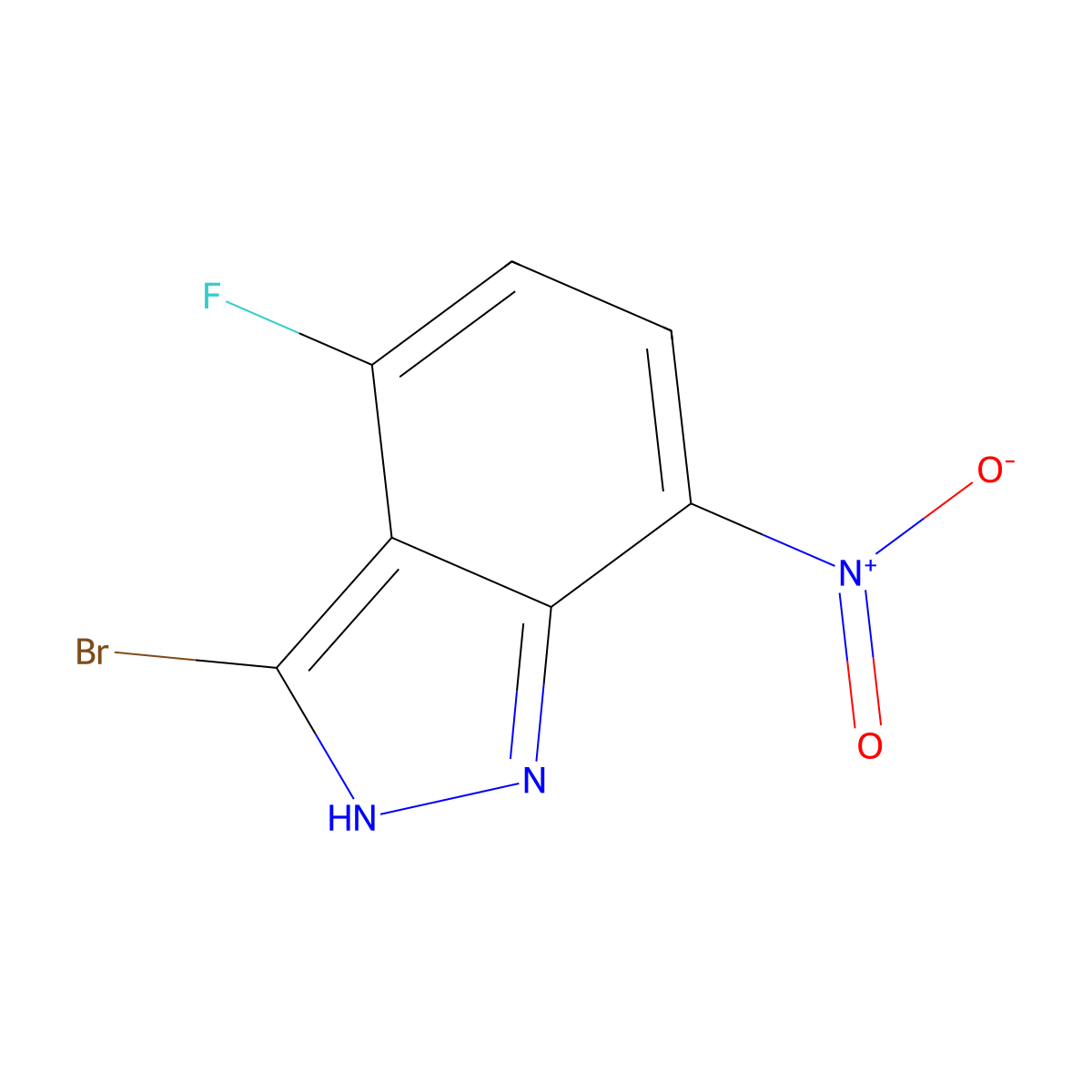 3-bromo-4-fluoro-7-nitro-1H-indazole molecular structure, CAS 1353877-95-8