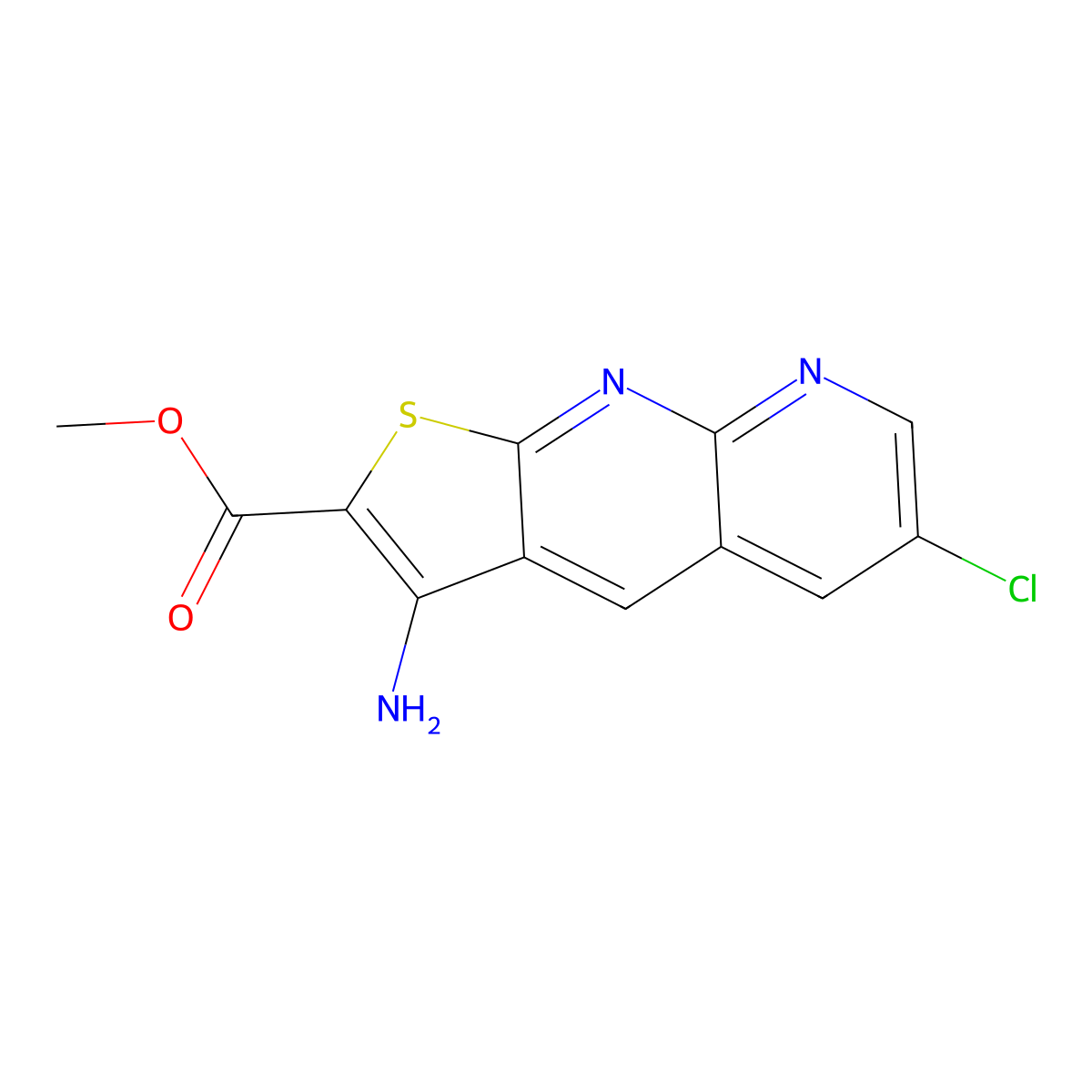 Methyl 3-amino-6-chlorothieno(2,3-b)1,8-naphthyridine-2-carboxylate molecular structure, CAS 1353877-96-9