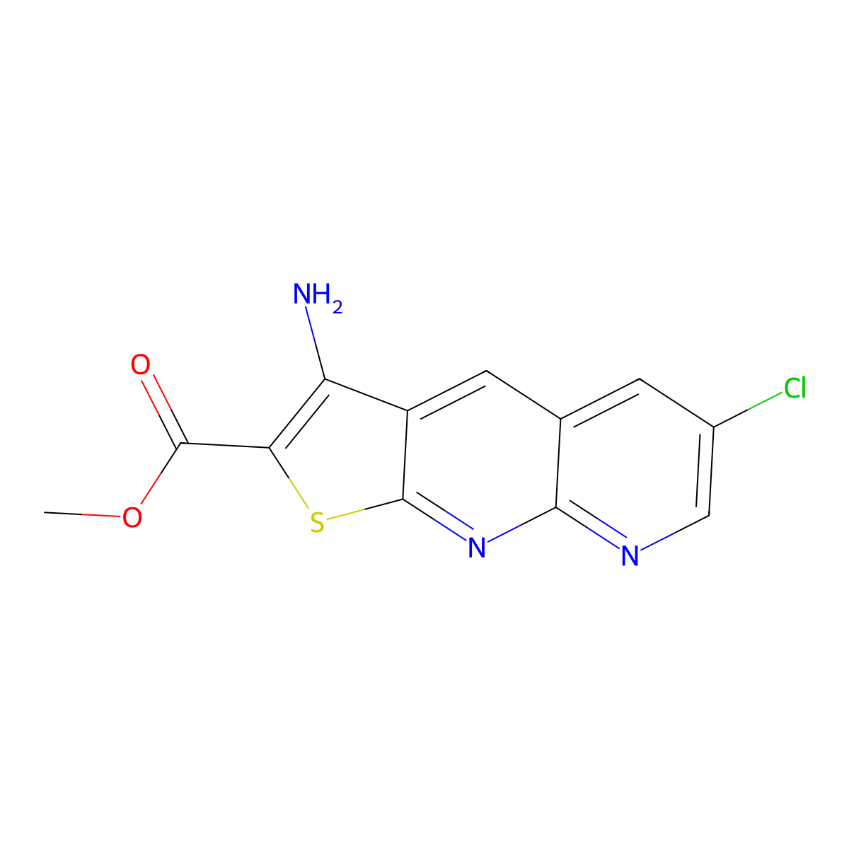Methyl 3-amino-6-chlorothieno(2,3-b)1,8-naphthyridine-2-carboxylate molecular structure, CAS 1353877-96-9
