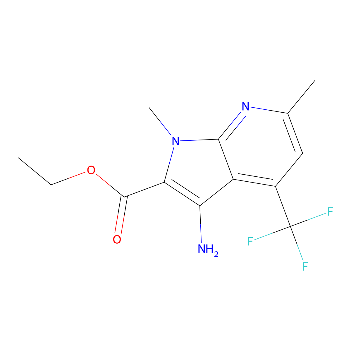 ethyl 3-amino-1,6-dimethyl-4-(trifluoromethyl)-1H-pyrrolo[2,3-b]pyridine-2-carboxylate molecular structure, CAS 1353877-98-1