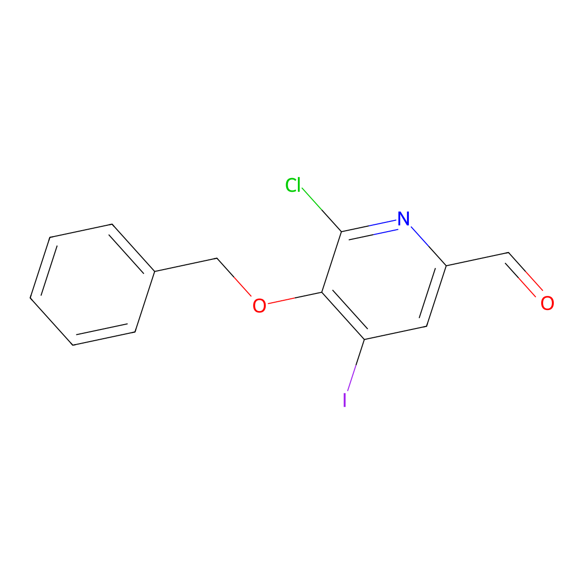 5-(Benzyloxy)-6-chloro-4-iodo-2-pyridinecarbaldehyde molecular structure, CAS 1353877-99-2