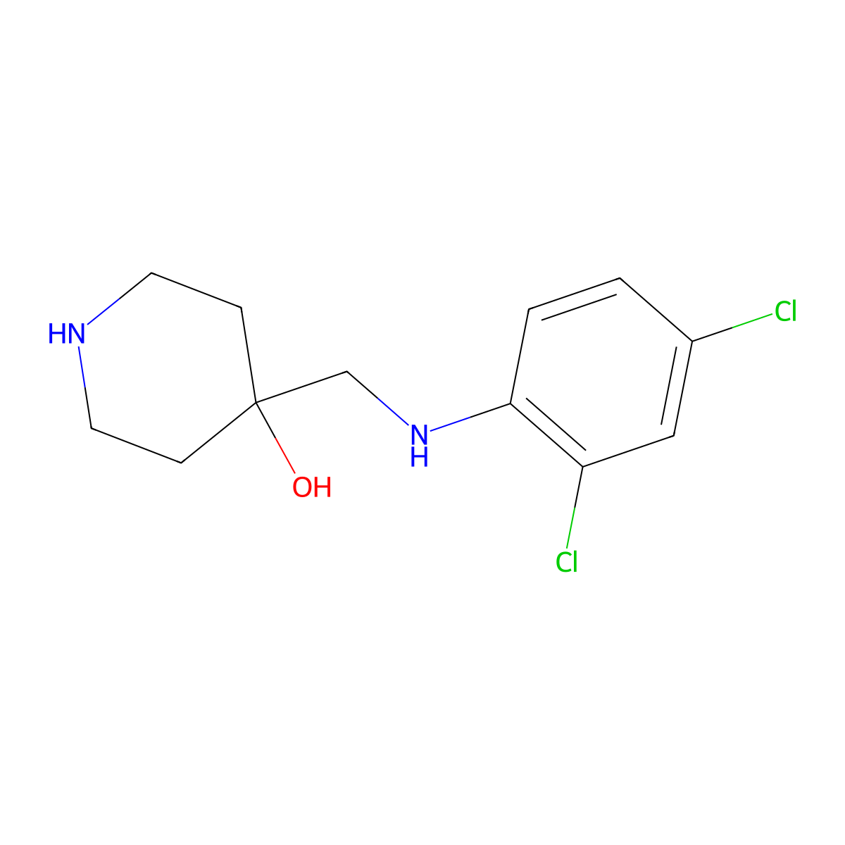 4-{[(2,4-Dichlorophenyl)amino]methyl}piperidin-4-ol molecular structure, CAS 1353878-04-2