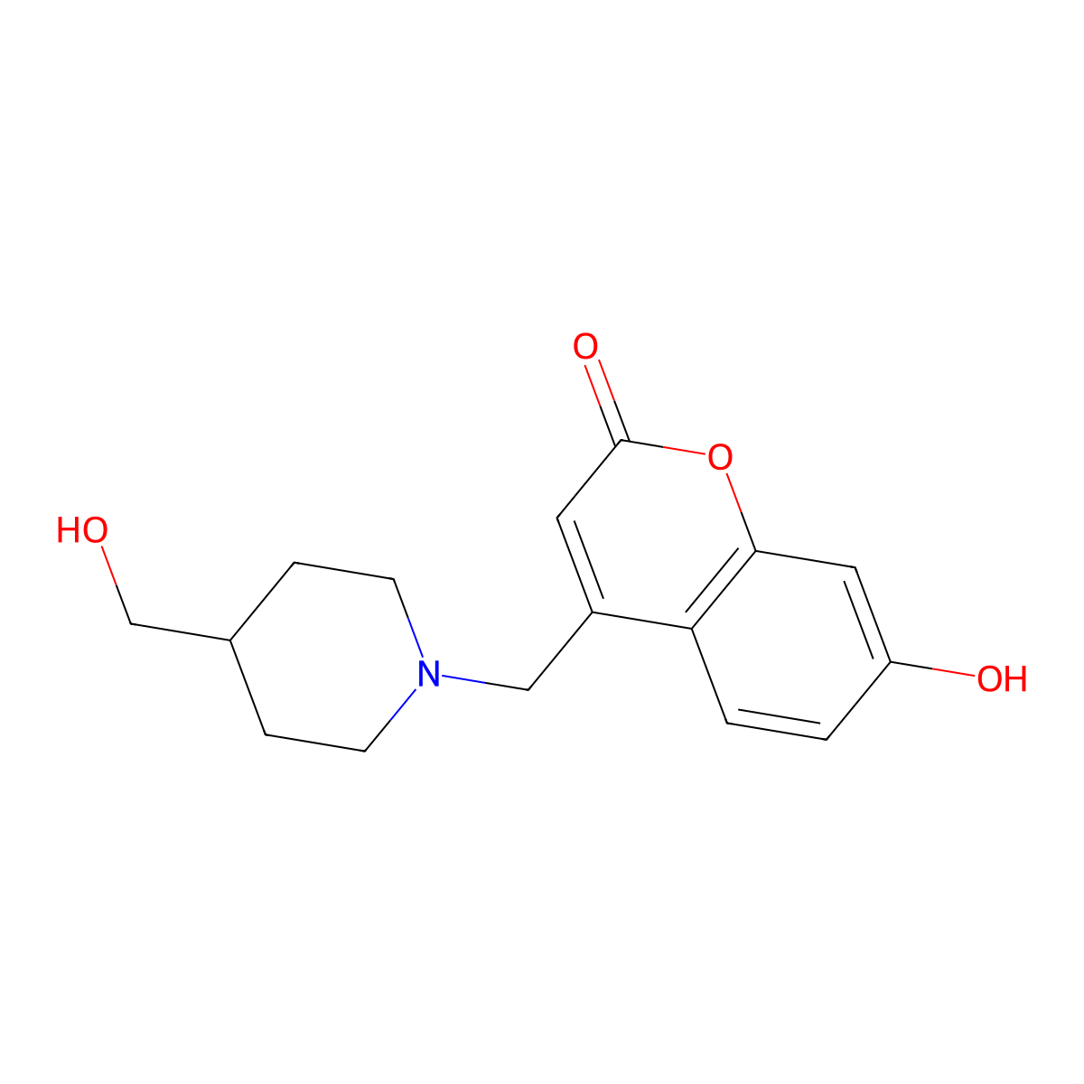 7-hydroxy-4-((4-(hydroxymethyl)piperidin-1-yl)methyl)-2H-chromen-2-one molecular structure, CAS 1353878-09-7