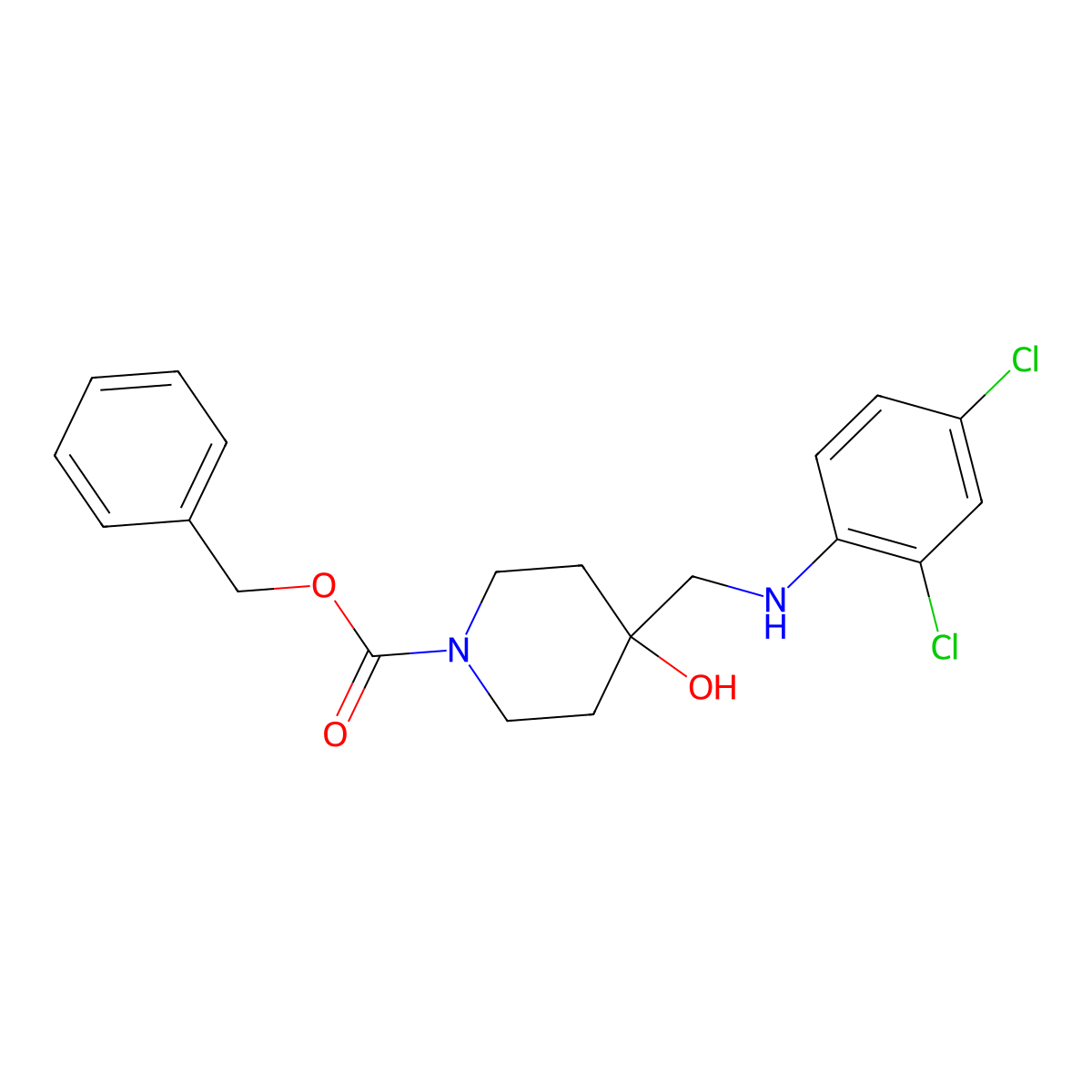 Benzyl 4-{[(2,4-dichlorophenyl)amino]methyl}-4-hydroxypiperidine-1-carboxylate molecular structure, CAS 1353878-14-4