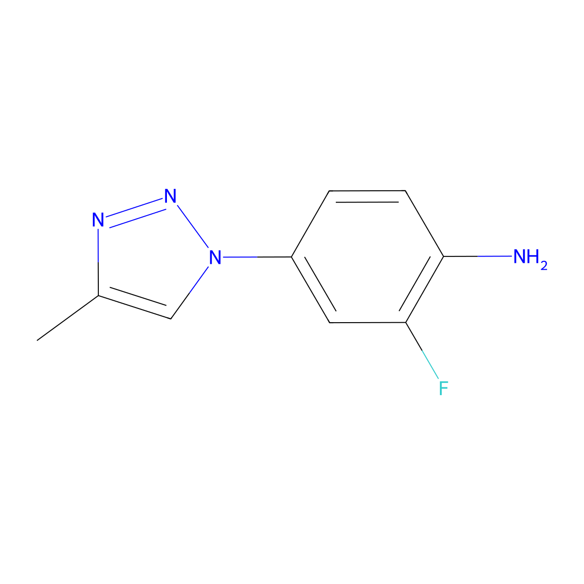 2-fluoro-4-(4-methyl-1H-1,2,3-triazol-1-yl)aniline molecular structure, CAS 1353878-22-4