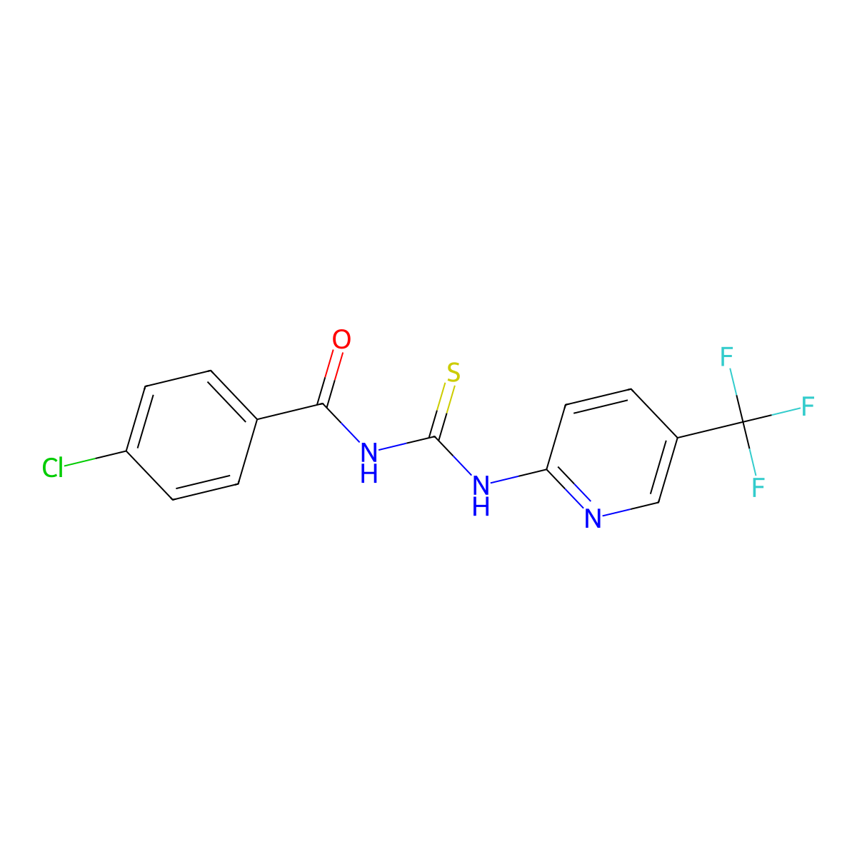 1-((4-Chlorophenyl)carbonyl)-3-(5-(trifluoromethyl)pyridin-2-yl)thiourea molecular structure, CAS 1353878-23-5