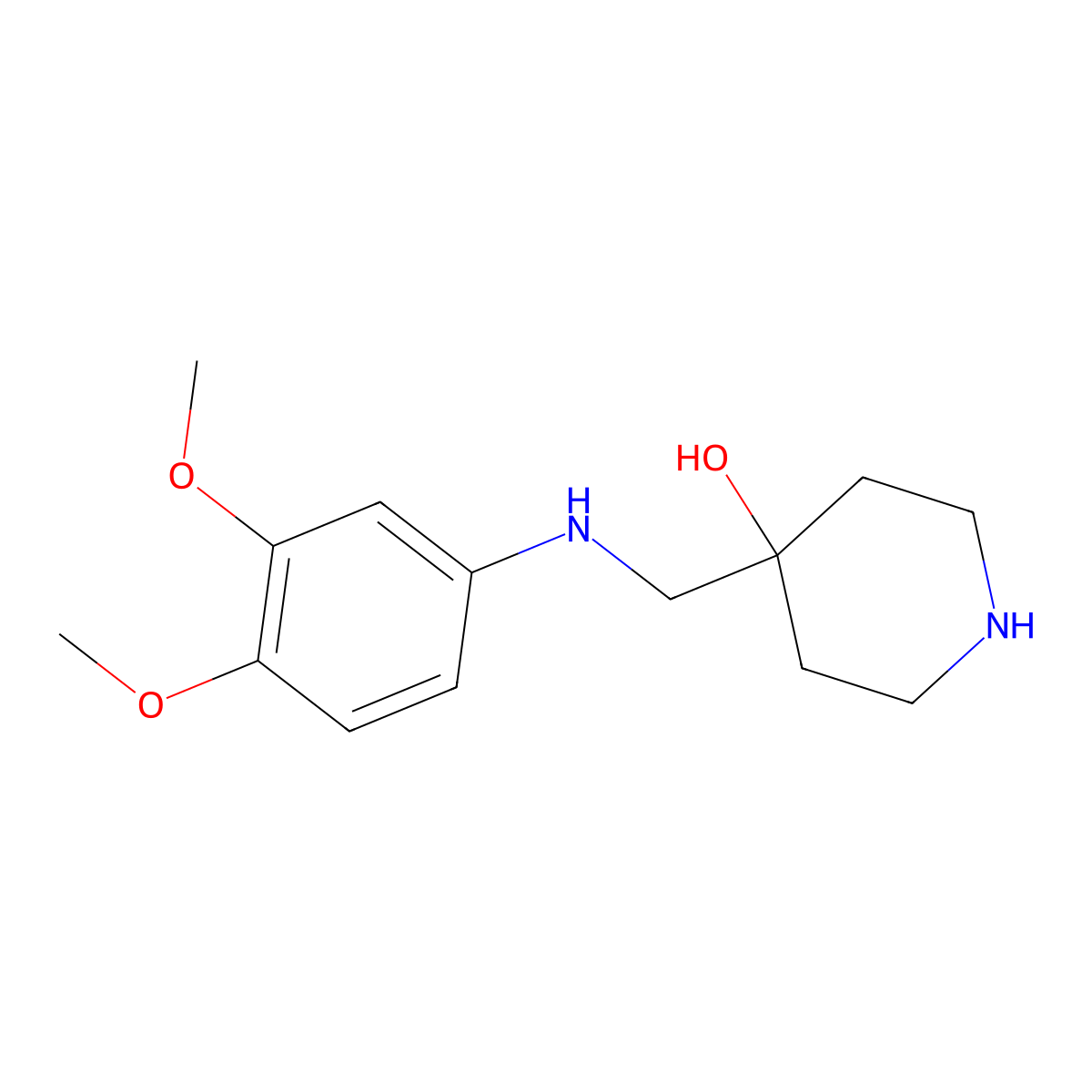 4-{[(3,4-Dimethoxyphenyl)amino]methyl}piperidin-4-ol molecular structure, CAS 1353878-24-6
