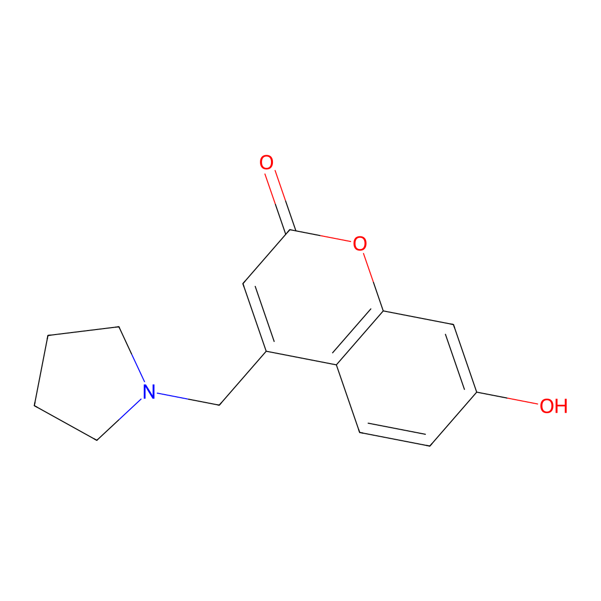 7-hydroxy-4-(pyrrolidin-1-ylmethyl)-2H-chromen-2-one molecular structure, CAS 1353878-28-0