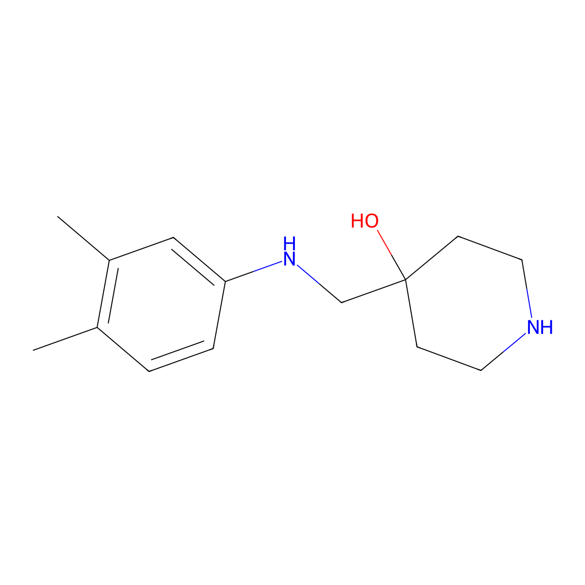 4-{[(3,4-Dimethylphenyl)amino]methyl}piperidin-4-ol molecular structure, CAS 1353878-30-4
