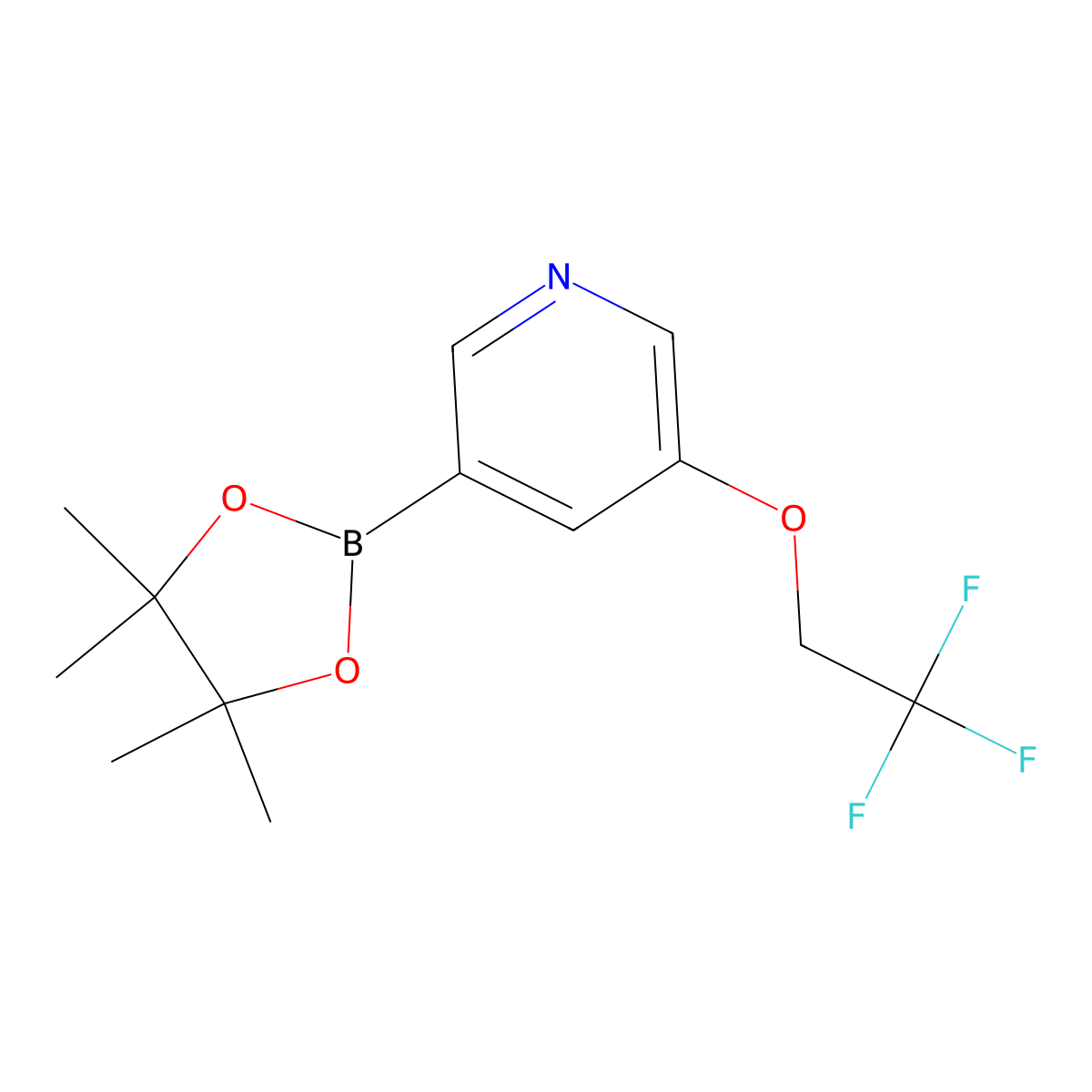 3-(Tetramethyl-1,3,2-dioxaborolan-2-yl)-5-(2,2,2-trifluoroethoxy)pyridine molecular structure, CAS 1353879-73-8