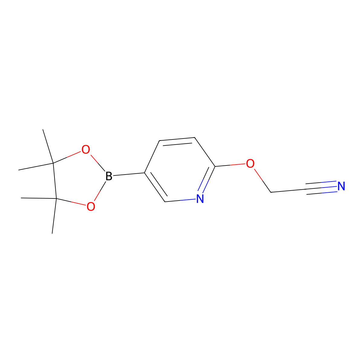 2-((5-(4,4,5,5-Tetramethyl-1,3,2-dioxaborolan-2-yl)pyridin-2-yl)oxy)acetonitrile molecular structure, CAS 1353879-84-1