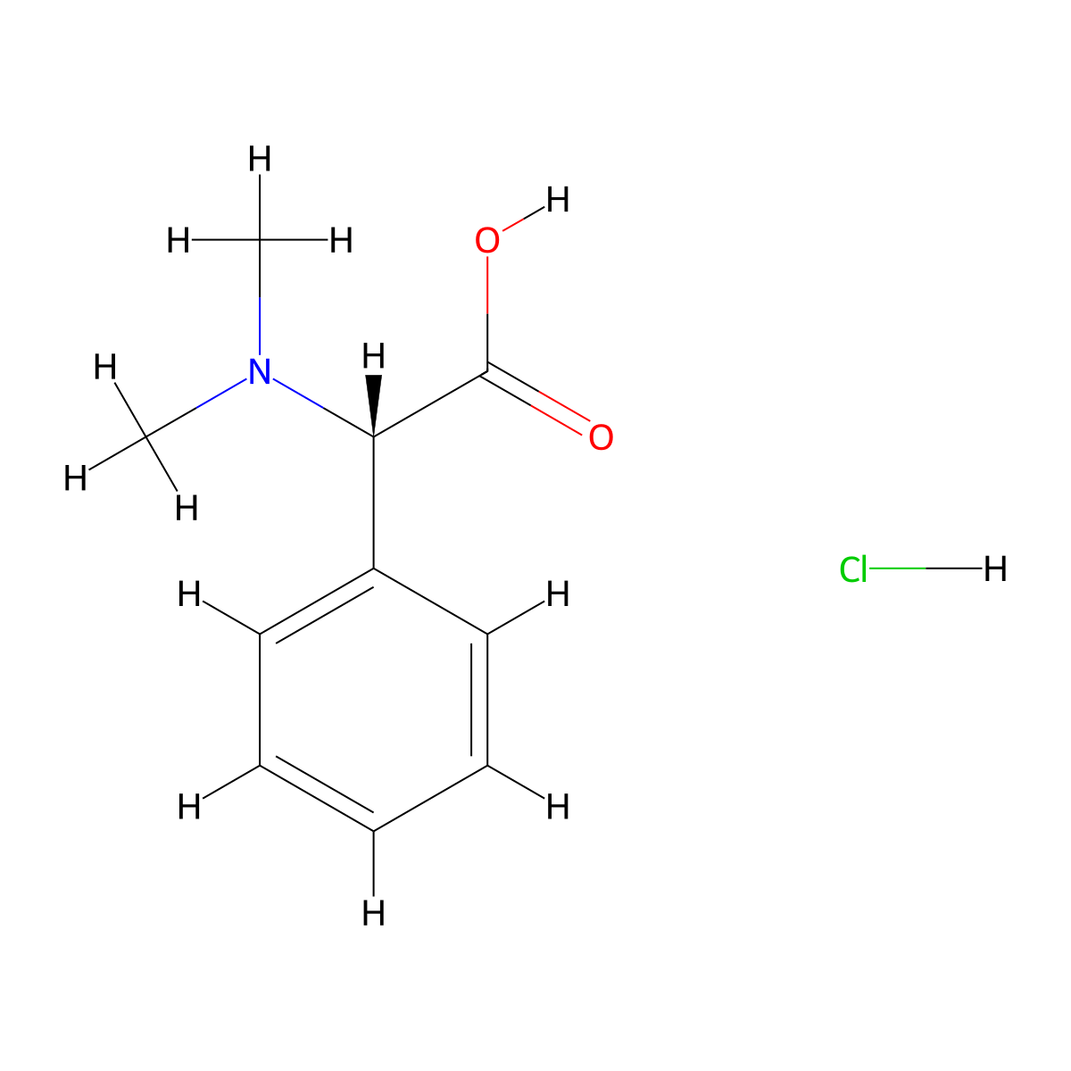 (2S)-2-(dimethylamino)-2-phenylacetic acid hydrochloride molecular structure, CAS 1353887-53-2