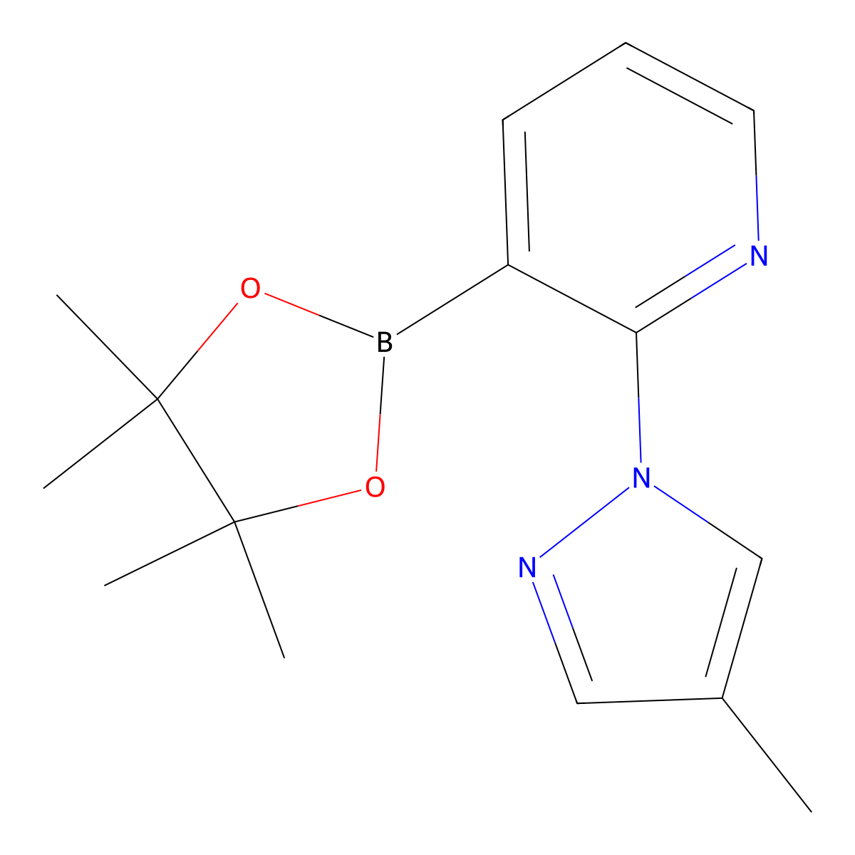 2-(4-methyl-1H-pyrazol-1-yl)-3-(4,4,5,5-tetramethyl-1,3,2-dioxaborolan-2-yl)pyridine molecular structure, CAS 1353887-57-6