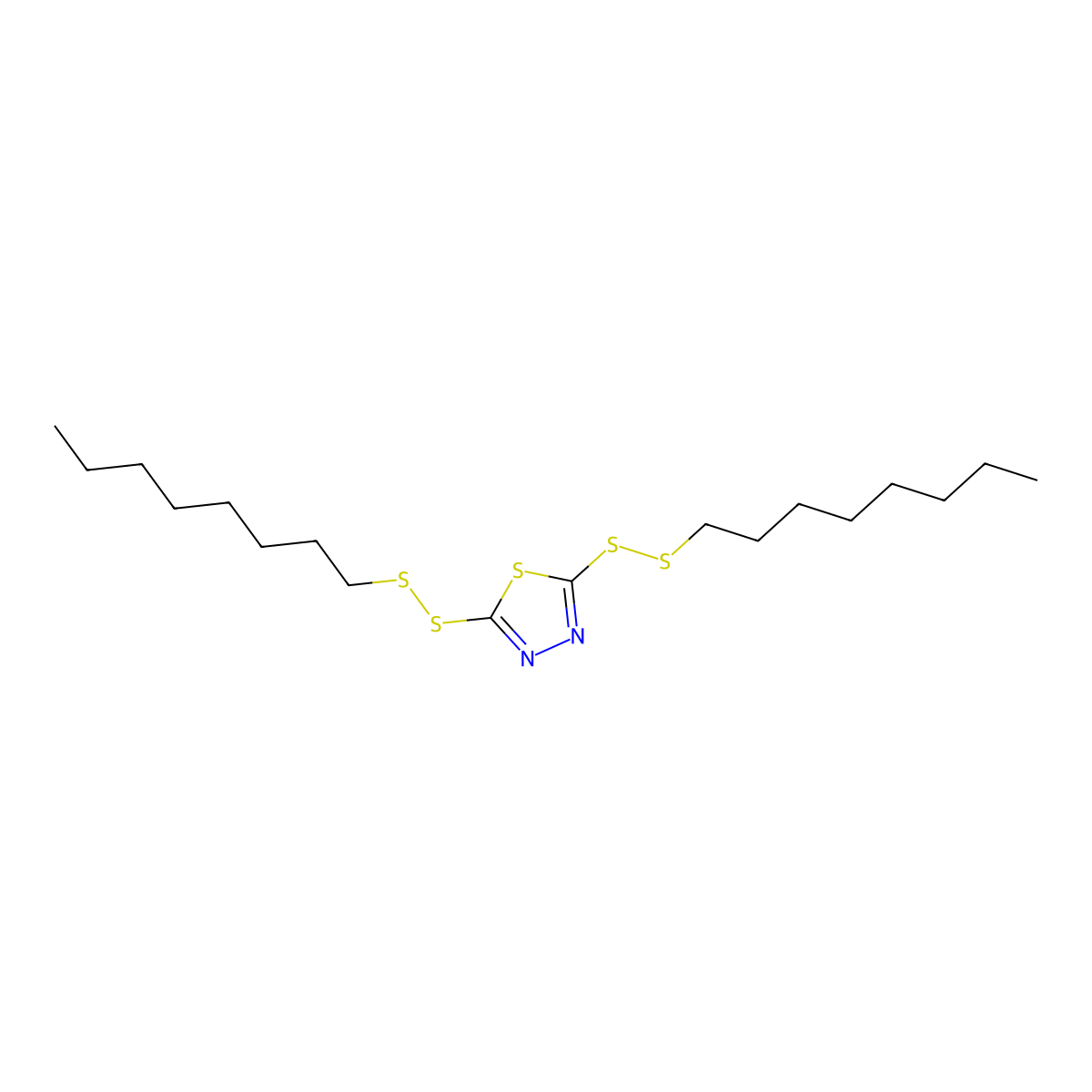 1,3,4-Thiadiazole, 2,5-bis(octyldithio)- molecular structure, CAS 13539-13-4