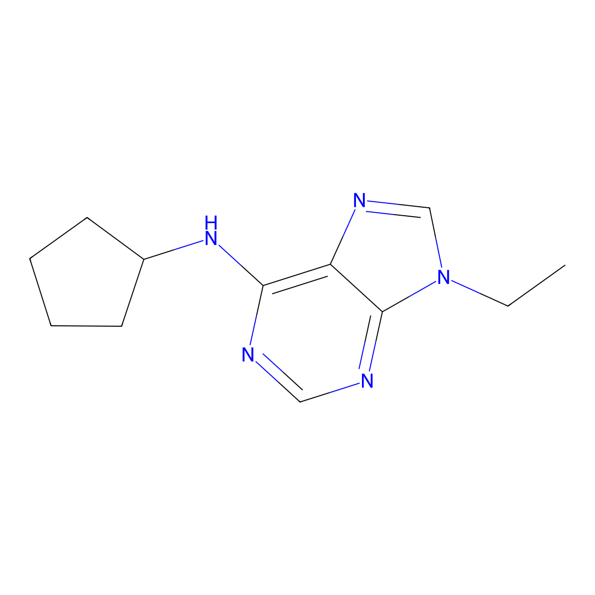 N-cyclopentyl-9-ethyl-9H-purin-6-amine molecular structure, CAS 135394-08-0