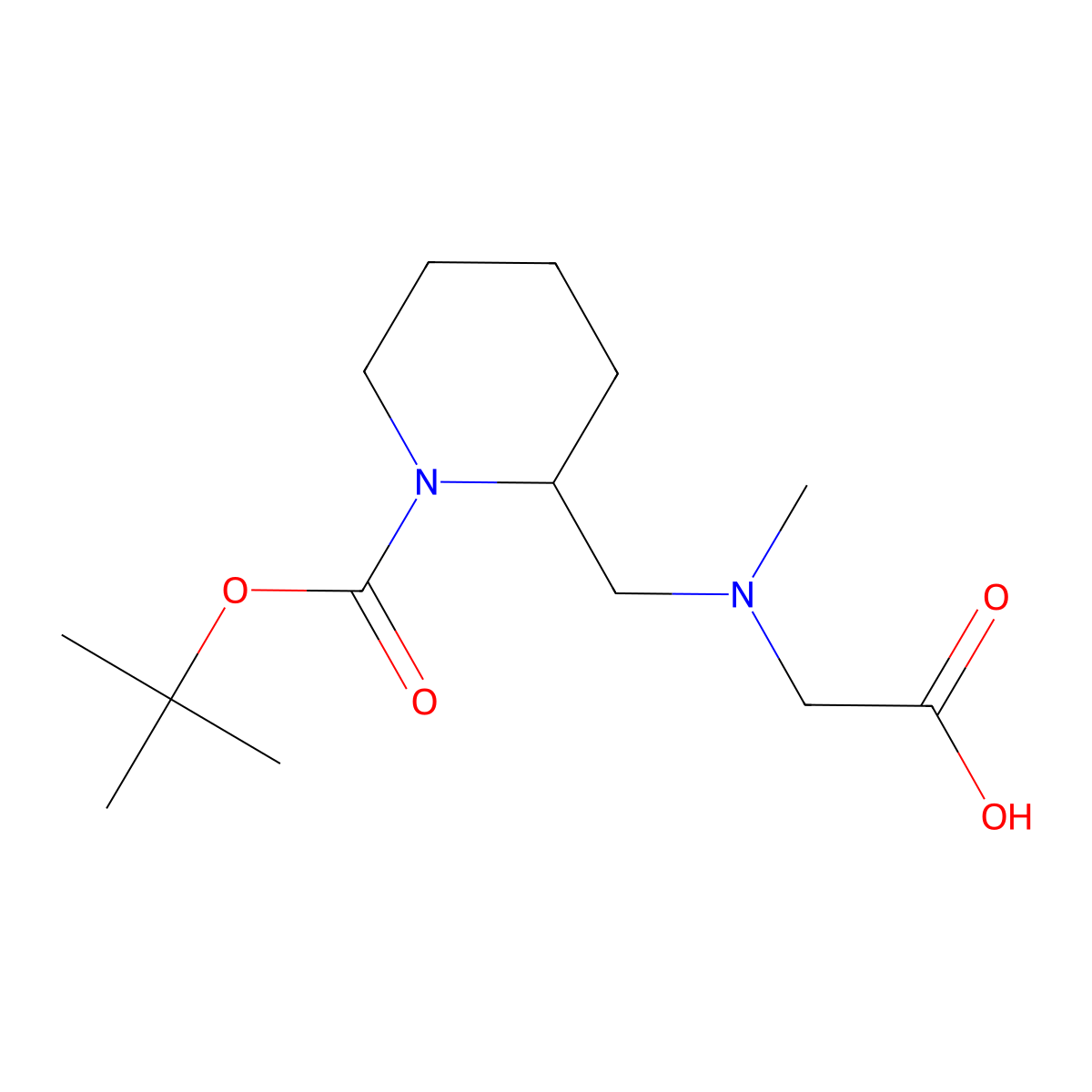 2-(((1-(tert-Butoxycarbonyl)piperidin-2-yl)methyl)(methyl)amino)acetic acid molecular structure, CAS 1353943-48-2