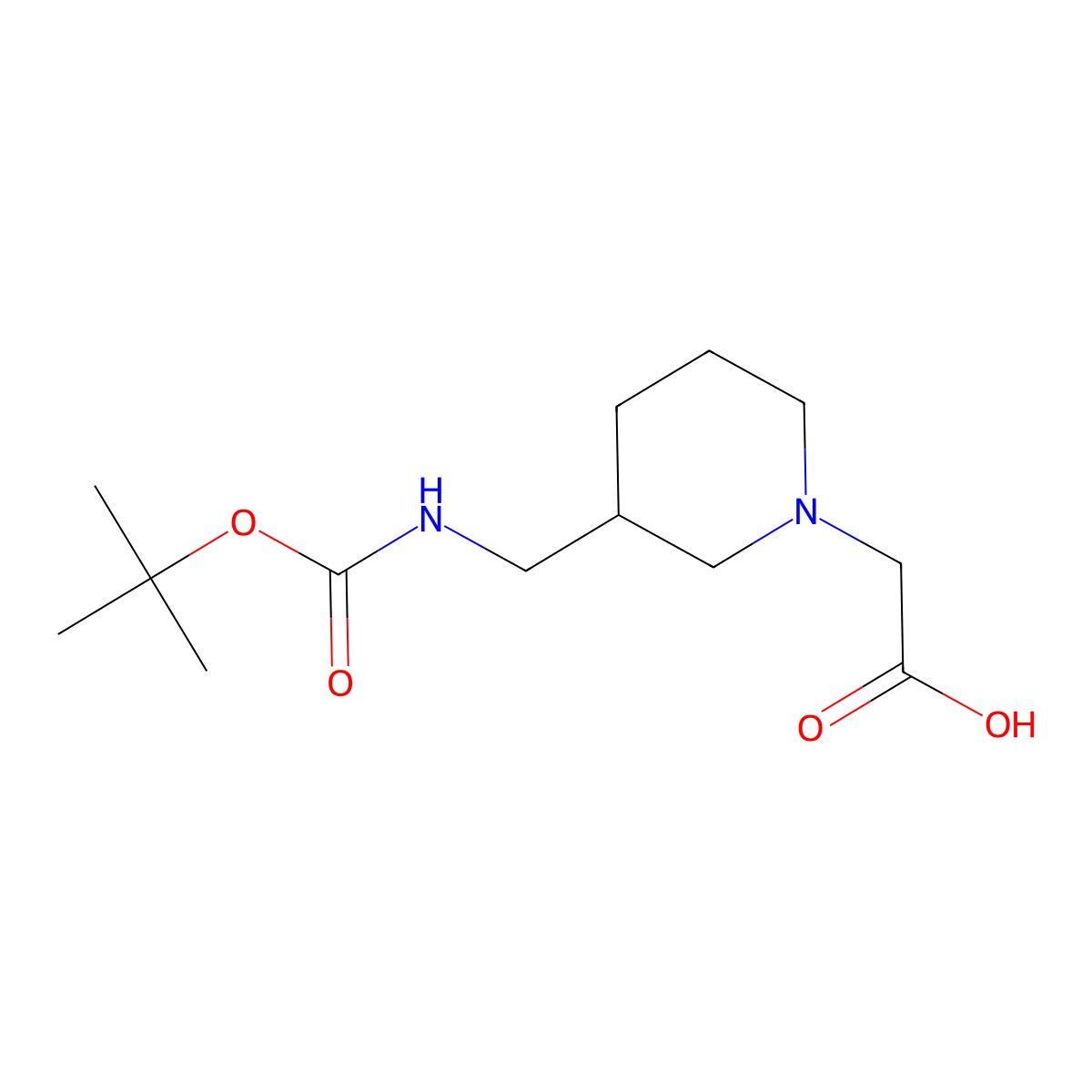 [3-(tert-Butoxycarbonylamino-methyl)-piperidin-1-yl]-acetic acid molecular structure, CAS 1353943-60-8