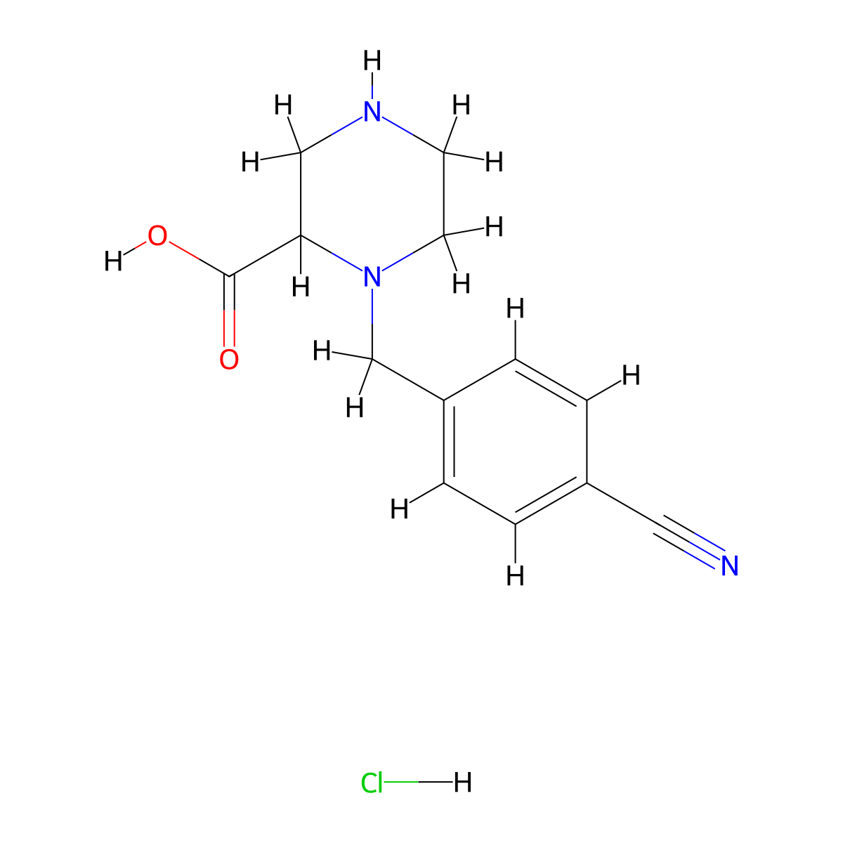 1-(4-Cyanobenzyl)piperazine-2-carboxylic acid hydrochloride molecular structure, CAS 1353943-77-7