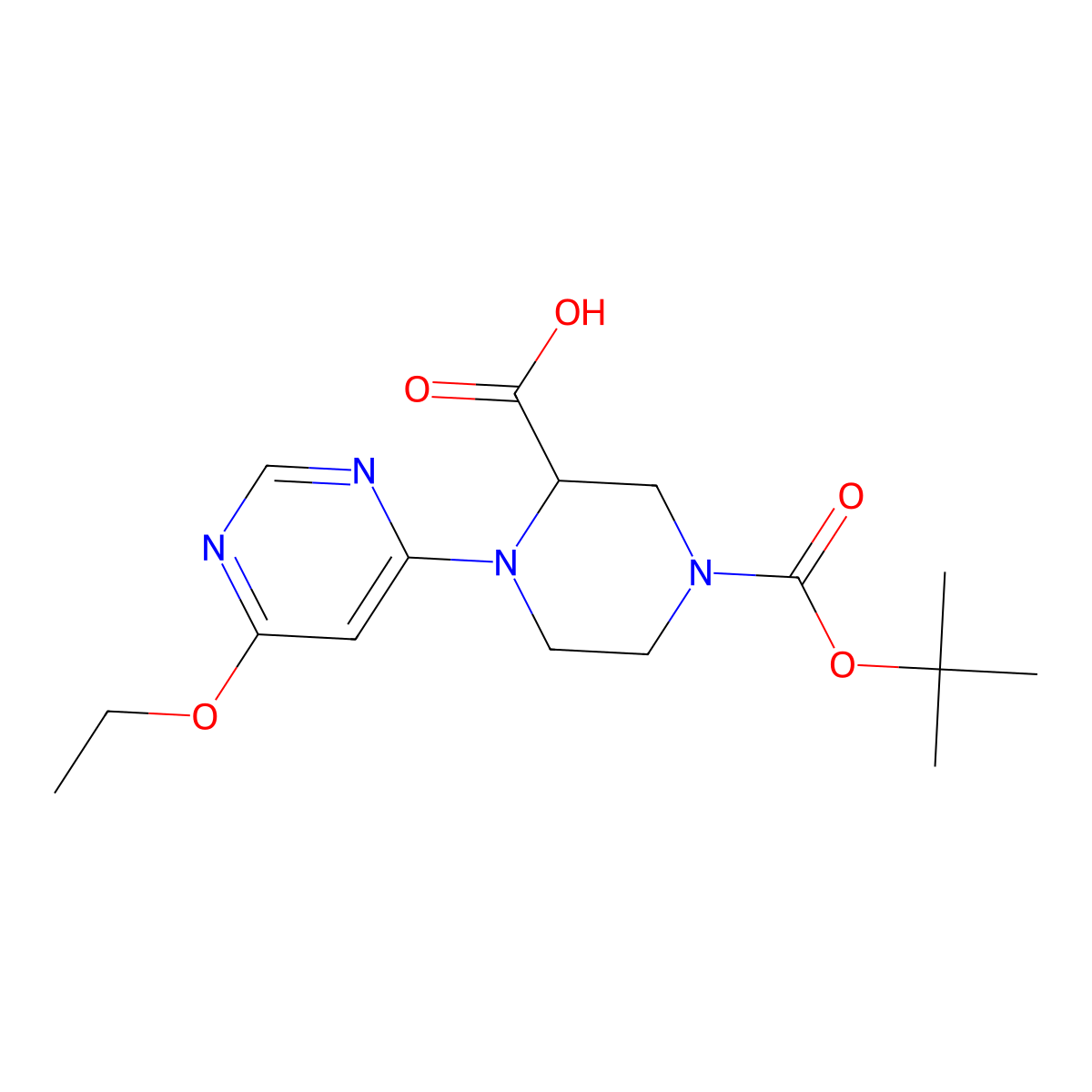 4-(tert-Butoxycarbonyl)-1-(6-ethoxypyrimidin-4-yl)piperazine-2-carboxylic acid molecular structure, CAS 1353943-90-4