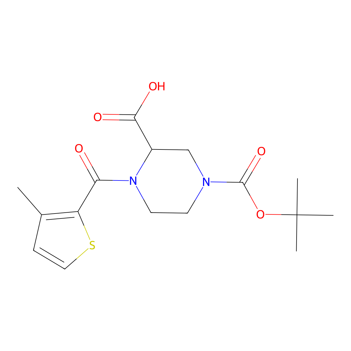 4-(tert-Butoxycarbonyl)-1-(3-methylthiophene-2-carbonyl)piperazine-2-carboxylic acid molecular structure, CAS 1353944-19-0